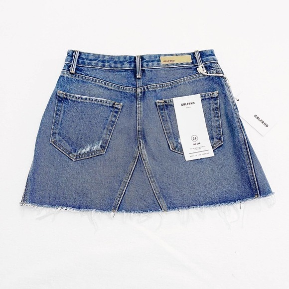 GRLFRND Denim The Eva Short A-Line Skirt with Panels No Stretch SZ26 - Picture 5 of 8